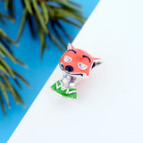 925 Silver Orange Fox Watchful Eye Bead Bracelet Charm