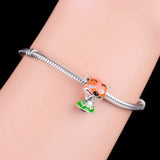 925 Silver Orange Fox Watchful Eye Bead Bracelet Charm