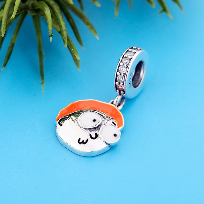 925 Sterling Silver Orange Hair Man Bracelet Charm