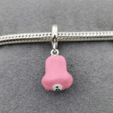 925 Silver Pink Bear Toilet Charms Bracelet DIY