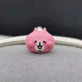 925 Silver Pink Bear Toilet Charms Bracelet DIY