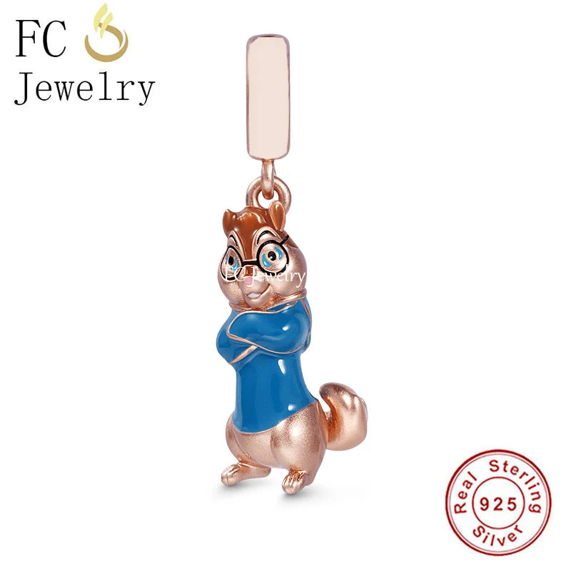 Sterling Silver Squirrel Dress Charm Bracelet Bead