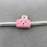 925 Sterling Silver Cartoon Bear Bread Bead Charms Bracelet