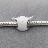 925 Sterling Silver Cartoon Bear Teapot Pan Charms Bracelet Bead