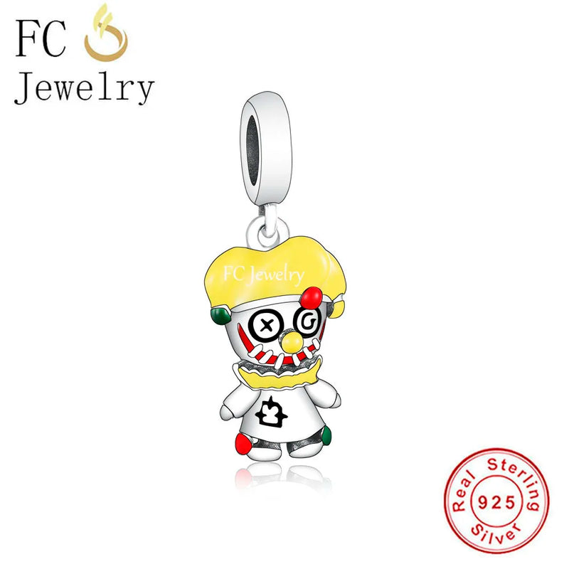 925 Silver Clown Charm Bead Yellow Hair