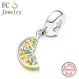 925 Sterling Silver Lemon Fruit Charms Bracelet Bead