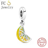 925 Sterling Silver Lemon Fruit Charms Bracelet Bead
