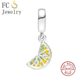 925 Sterling Silver Lemon Fruit Charms Bracelet Bead