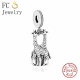 925 Silver Giraffe Kiss Charm Bracelet Bead for Valentine Berloque