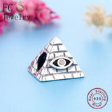 925 Silver Pyramid Evil Eye Zirconia Charm DIY Bracelet Making