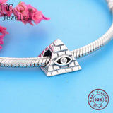925 Silver Pyramid Evil Eye Zirconia Charm DIY Bracelet Making