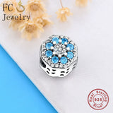 925 Silver Flower CZ Pan Charms Bracelet Berloque