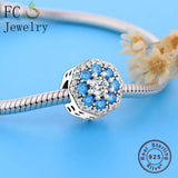 925 Silver Flower CZ Pan Charms Bracelet Berloque