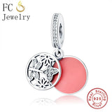 925 Sterling Silver Charms Bracelet - Flower Butterfly Dragonfly Beads