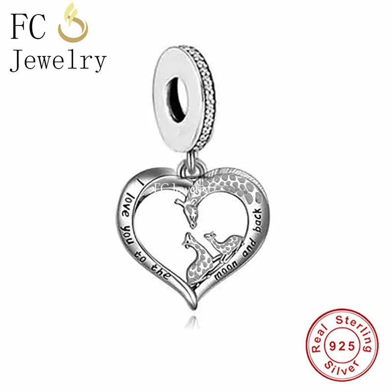 Sterling Silver Giraffe Mum Love Baby Bead Mother's Berloque
