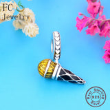 925 Silver Music Microphone Bead Pendant DIY
