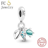 Sterling Silver Sea Life Charm Bracelet with Green Turtle Fish Shell Bead