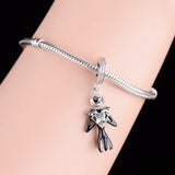 925 Silver Skull Bead Halloween Charms Pan Bracelet DIY
