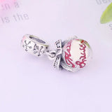 925 Silver Happy Christmas Ribbon Ball Bead Bracelet Charm