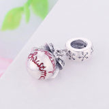 925 Silver Happy Christmas Ribbon Ball Bead Bracelet Charm