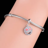 925 Sterling Silver Happy Face Smile Beads Pendant Bracelet Charms