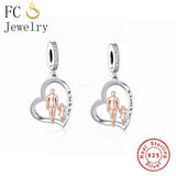 925 Silver Heart Zircon Dad Hero Bead for Bracelet