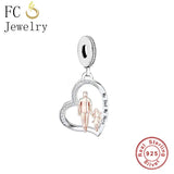 925 Silver Heart Zircon Dad Hero Bead for Bracelet