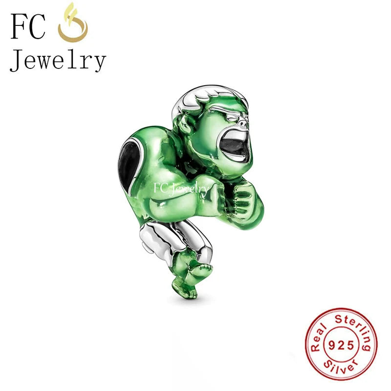 925 Sterling Silver Hero Green Enamel People Bead For Women Berloque Arrival