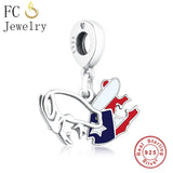 925 Sterling Silver Pasta Fork Bow Tie Charms Bracelet Bead