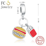 925 Sterling Silver Pasta Fork Bow Tie Charms Bracelet Bead