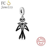 Sterling Silver Halloween Pan Charms Bracelet with Jack Girl Dress Bead
