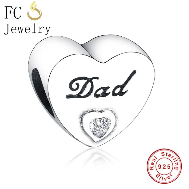925 Sterling Silver Dad Letter Charms Bracelet