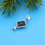 925 Sterling Silver Mortarboard Hat Bead for Graduation Bracelet DIY