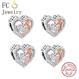 Sterling Silver Mother Son Heart Love Bracelet Charm