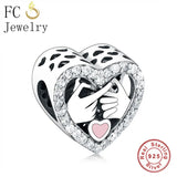 925 Silver Leaf Zirconia Crystal Bead Bracelet Charms