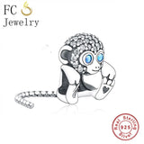 925 Silver Leaf Zirconia Crystal Bead Bracelet Charms