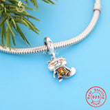 925 Silver Orange Eye Fox Bead Bracelet Charm