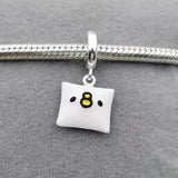 925 Silver Pink Bear Pillow Pendant Bead Bracelet DIY