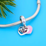 Heart Love Mom Charms Bracelet 925 Silver Bead for Women
