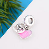 Heart Love Mom Charms Bracelet 925 Silver Bead for Women