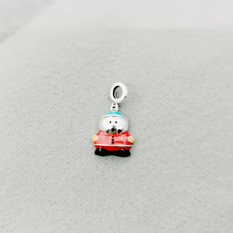 925 Silver Red Enamel Dress Cap Bead Charms Bracelet