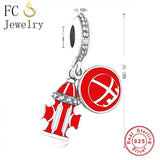 925 Silver Red Rocket Space Galaxy Bead Bracelet Charm