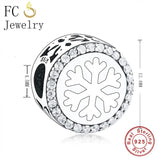 925 Silver Round Snowflake Bracelet Charms for Christmas Berloque