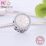 925 Silver Round Snowflake Bracelet Charms for Christmas Berloque