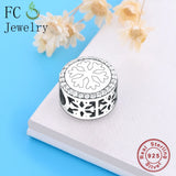 925 Silver Round Snowflake Bracelet Charms for Christmas Berloque
