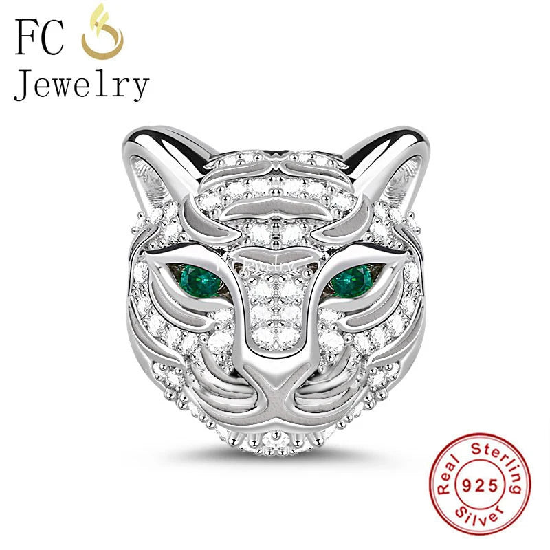 925 Silver Royal Tiger Zircon Bead Bracelet Charm