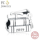 925 Silver Scroll Book Charms Bracelet for Graduation