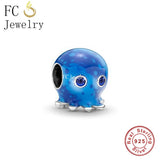 925 Silver Ocean Octopus Charm Bracelet Bead for Women