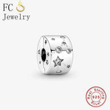 925 Sterling Silver Star Clips Stopper Lock Beads for DIY Bracelets