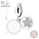 925 Silver Star Charm Bracelet with Zirconia Bead